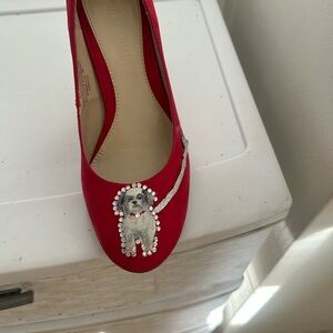 Chic Red Heels with Dog Design